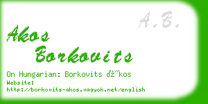 akos borkovits business card